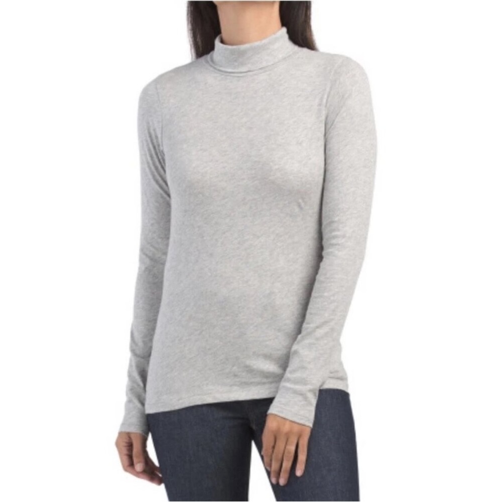 Rag & Bone Heather Gray 100% Cotton Lightweight Thin Turtleneck Top